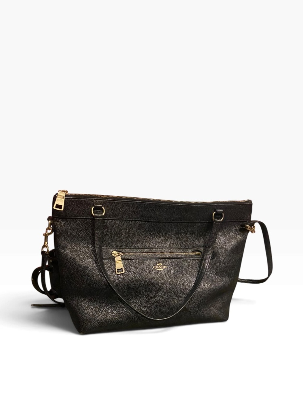 Coach Pebbled Leather Tote Bag Black Purse